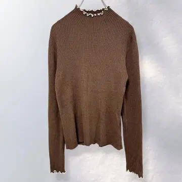 레스포와르 하이넥 리브 니트 멜로우 바이컬러 귀여운 M [ i403