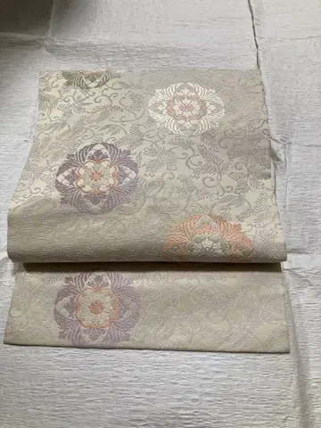 예복용 나고야 오비 화이트 베이스 (아이보리)