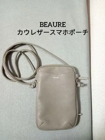 새상품급 [ BEAURE ] 카우 레더 스마트폰 파우치 숄더 그레이