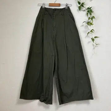 KBF KBF 와이드 팬츠 One 카키 면100% 밑단 컷팅