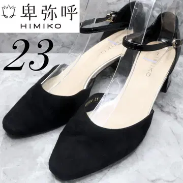 [ 179 ] 히미코  23 블랙 스웨이드 에나멜 절개 샌들 펌프스