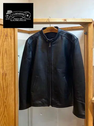 컨디션 최상 U.S. BOARDER 블랙 가죽 싱글 라이더