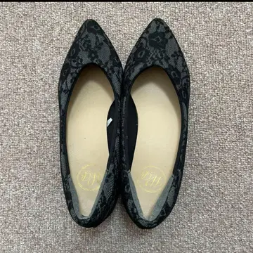 W&C 스틸레토 펌프스 레이스 플랫슈즈 블랙