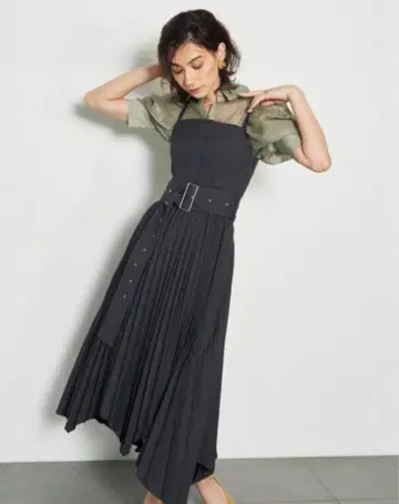 snidel 스나이델 플리츠 오버롤 스커트 원피스 비대칭