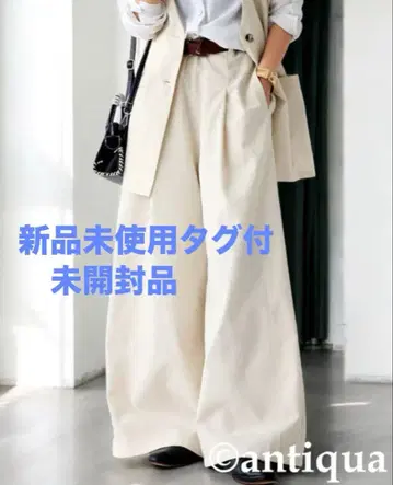 [미사용 새상품 택 포함] antiqua 안티카 린넨 와이드 팬츠 내추럴