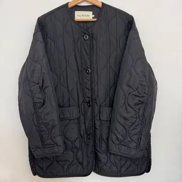 Ray BEAMS / 퀼팅 노카라 블루종 BLACK