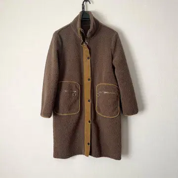 보아 롱 코트 브라운