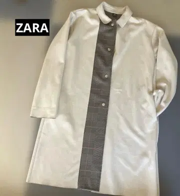 새상품급 ZARA 롱 코트 인조 가죽 스웨이드조 M