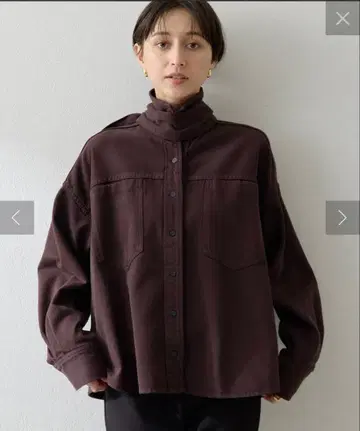 윔 가젯 데님 보타이 셔츠 브라운