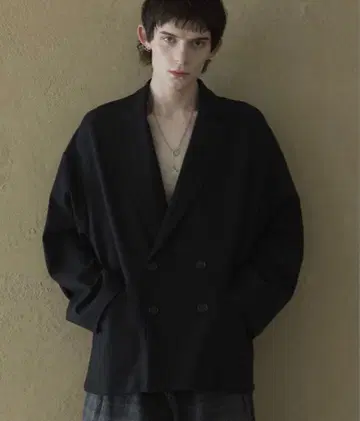 remer 오버 사이즈 더블 브레스트 자켓 블랙