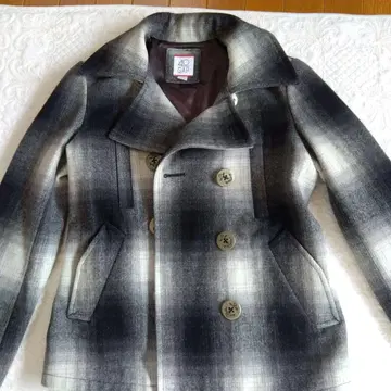 GAP 울 혼방 체크 무늬 피 코트