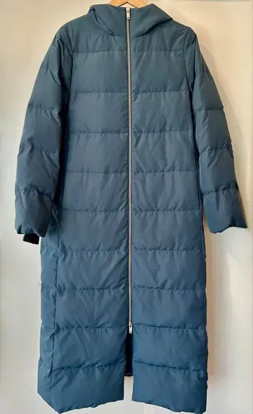 COS 후드 부착 롱 다운 자켓 다크 블루