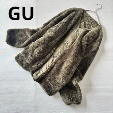 [ GU ] 프리 사이즈 플리스 콤비네이션 가디건 보아 카키 복슬복슬