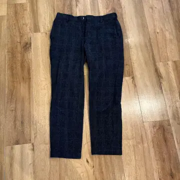 다크 그레이 체크 무늬 슬랙스 S