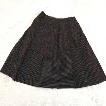 ANAYI 도트 플리츠 스커트 무릎 기장 브라운 일본제