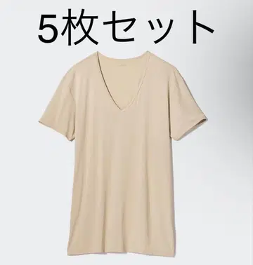 UNIQLO 에어리즘 V넥T XL 베이지