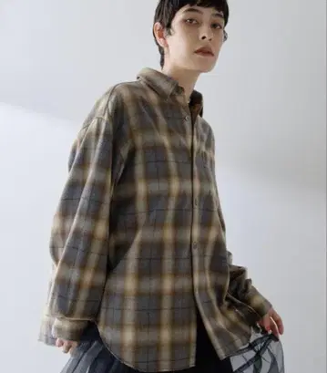 whim gazette 샤기 체크 셔츠