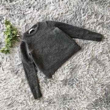 ZARA [ S ] 다크 그레이 크롭 니트 스웨터 울 100% 고급스러움