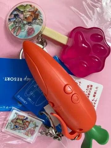 미사용 디즈니 리조트 한정판 주토피아 아이스 및 녹음 당근 키체인 세트