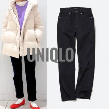 택 포함 새상품 유니클로 히트텍 울트라 스트레치 슬림 청바지 블랙 21