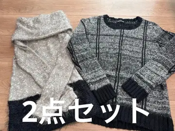 CECIL McBEE 그레이 블랙 니트 스웨터 2세트