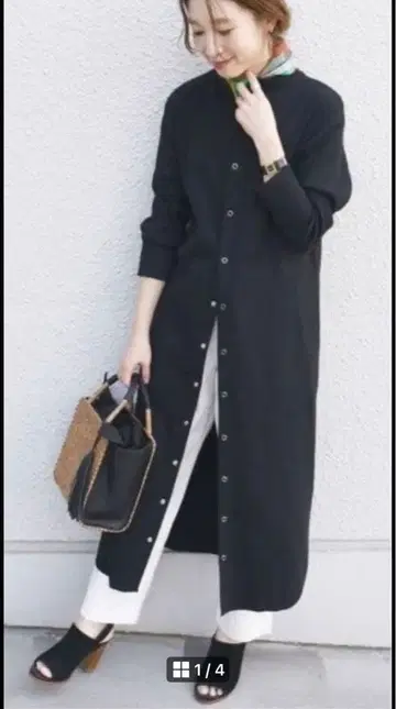 SHIPS 저지 골지 스냅 2WAY 원피스 블랙