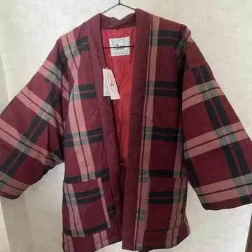 매우 저렴한 미사용 새상품 택 포함 니시카와 깃털 한텐 체크무늬로 귀여움