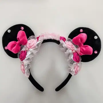 미니 귀 머리띠 장미 & 프릴 & 펄 등 포함