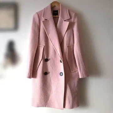 띠어리 Theory 부클 더블 브레스트 코트 케이프 핑크 2way