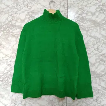 자라 하이넥 니트 스웨터 긴팔 캐주얼 S 그린 노멀코어