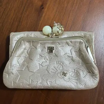 ANNA SUI 안나수이 이단 접이식 가마구치 지갑 별 패턴 고양이 골드
