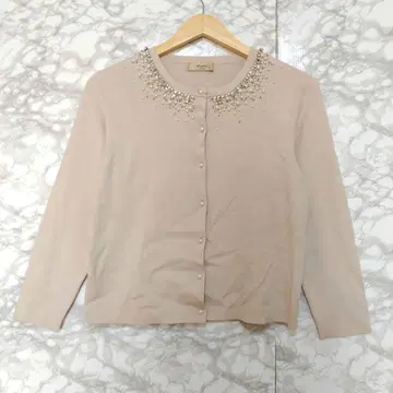 Maglie 펄 비쥬 장식 가디건 긴팔 펄 버튼