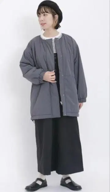 사만사 모스모스 나일론 플리스 리버서블 크루넥 블루종 코트