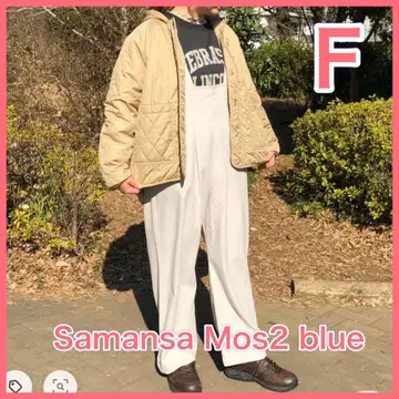 Samansa Mos2 blue 후드 부착 리버서블 보아 자켓 F 사이즈