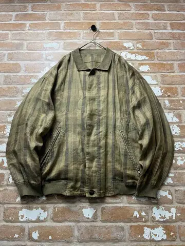 90s 자켓 블루종 체크 무늬 y2k 카키 짧은 기장 구제 의류 레트로