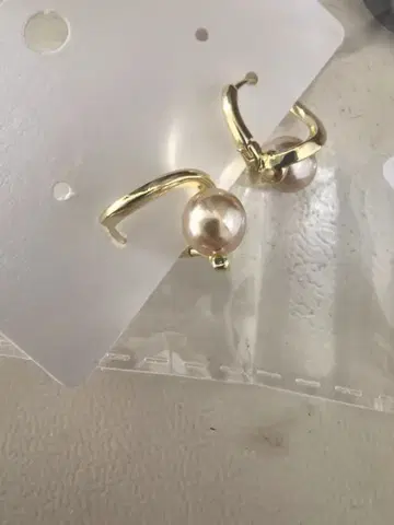 골드 도금 펄 후프 귀걸이