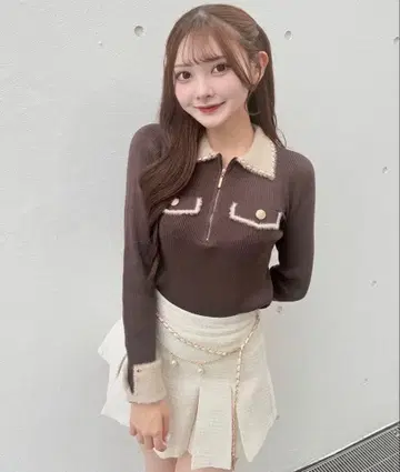 NOMAE 체인 칼라 ZIP 니트