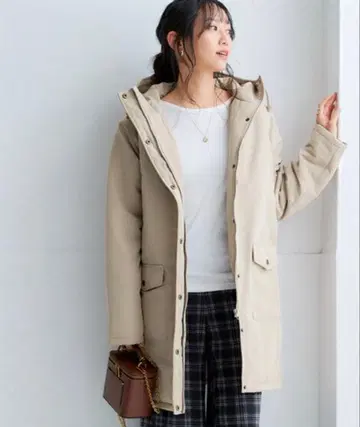 새상품 택 포함 멀티 포켓 솜 마운틴 후드티 롱 기장 베이지 M