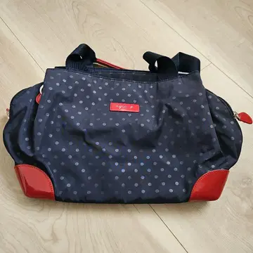 agnes b. 네이비 x 레드 도트 무늬 숄더백