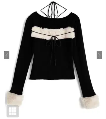 GRL 퍼 홀터넥 리본 니트탑[ru1387]