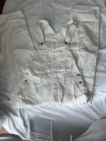 화이트 데님 오버롤 x-girl