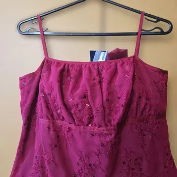 버건디 드레스 플라워 자수 원피스