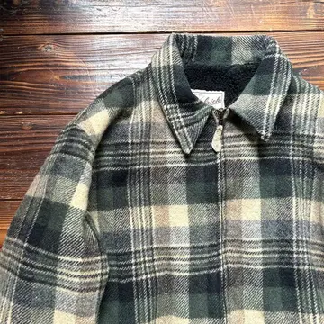 90s 울 리치 체크 울 자켓 안감 플리스