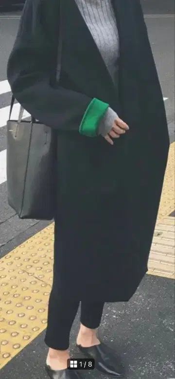 엔폴드 울 리버 노카라 코트 네이비 x 그린 36