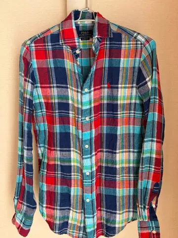 새상품급 랄프 로렌 린넨 100% 마드라스 체크 셔츠