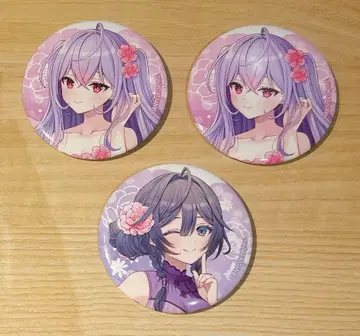 3개 세트 어느 쪽이든 창포 또는 붓꽃 HANA BIYORI 등신 캔뱃지