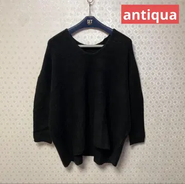 미사용 새상품 안티카 성인 V넥 와이드 니트 블랙 스웨터 프리 사이즈