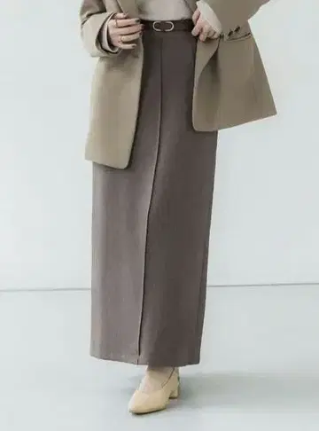 crewre 백 턱 내로우 스커트 브라운 2