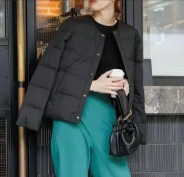 OPAQUE.CLIP 뮬러 다운 발수 노카라 자켓 L 블랙