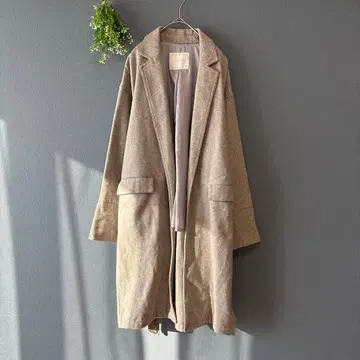 세실 맥비 [M] 고급 내추럴 고급스러움 사이드 슬릿 롱 울 코트